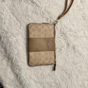 Coach Beige Leather Wristlet